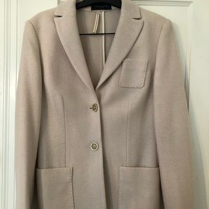 Piazza Sempione Wool Silk Blazer Coat Cream Sz 42